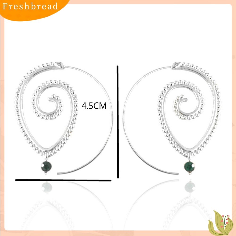 &lt; Freshbread &gt; Wanita Berlian Imitasi Tetesan Air Spiral Menjuntai Gear Hook Anting Pernyataan Perhiasan