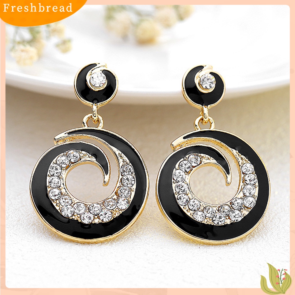 &lt; Freshbread &gt; 1pasang Anting Wanita Berlian Imitasi Warna Kontras Anting Drop Stainless Bulat Untuk Pacaran