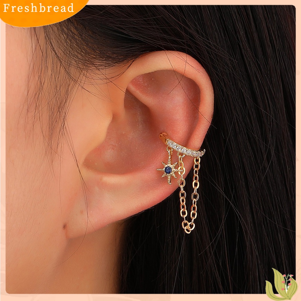 &lt; Freshbread &gt; 1Pc Klip Telinga Pengerjaan Indah Non-Piercing Tembaga Ear Cuff Fashion Anting Rumbai Untuk Pesta