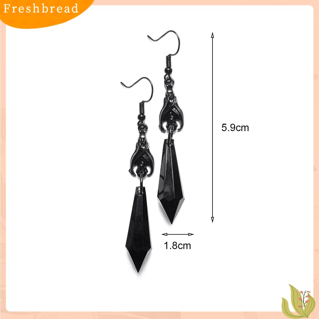 &lt; Freshbread &gt; 1pasang Anting Wanita Fadeless Sweater-proof Anti-Oksidasi Tahan Jatuh Ruby/Permata Hitam Vintage Ear Hooks Ear Decoration