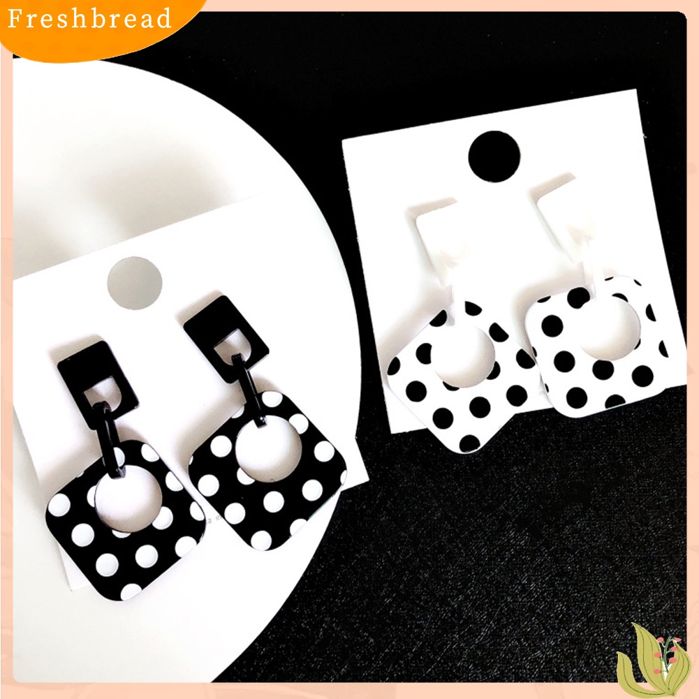 &lt; Freshbread &gt; Wanita Polkadot Berongga Belah Ketupat Geometris Menjuntai Telinga Stud Cuff Earrings Perhiasan