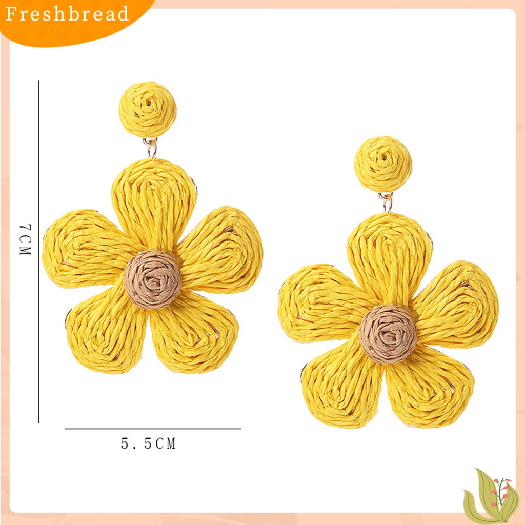 &lt; Freshbread &gt; 1pasang Anting Wanita Bunga Warna Cerah Perhiasan Gaya Liburan Floral Drop Earrings Untuk Pantai