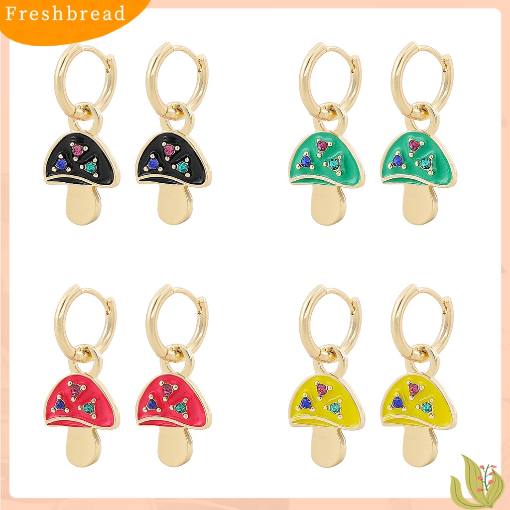 < Freshbread > 1pasang Anting Wanita Menjuntai Perhiasan Lapis Jamur Warna Permen Anting Gesper Telinga Untuk Pesta