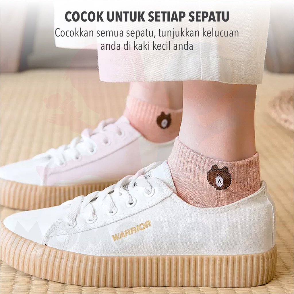 MOMO HOUSE Kaos Kaki Pendek Wanita Kaos Wanita Kaos Kaki Dewasa Wanita Kaos Kaki Dewasa Perempuan Motif Beruang