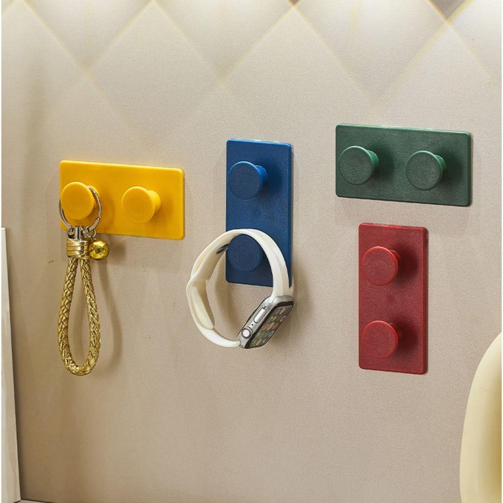 [Elegan] Hook Gaya Modern Simple Kuat Adhesi Gantungan Baju Pintu Belakang Dekoratif Blok Bangunan Coat Hook