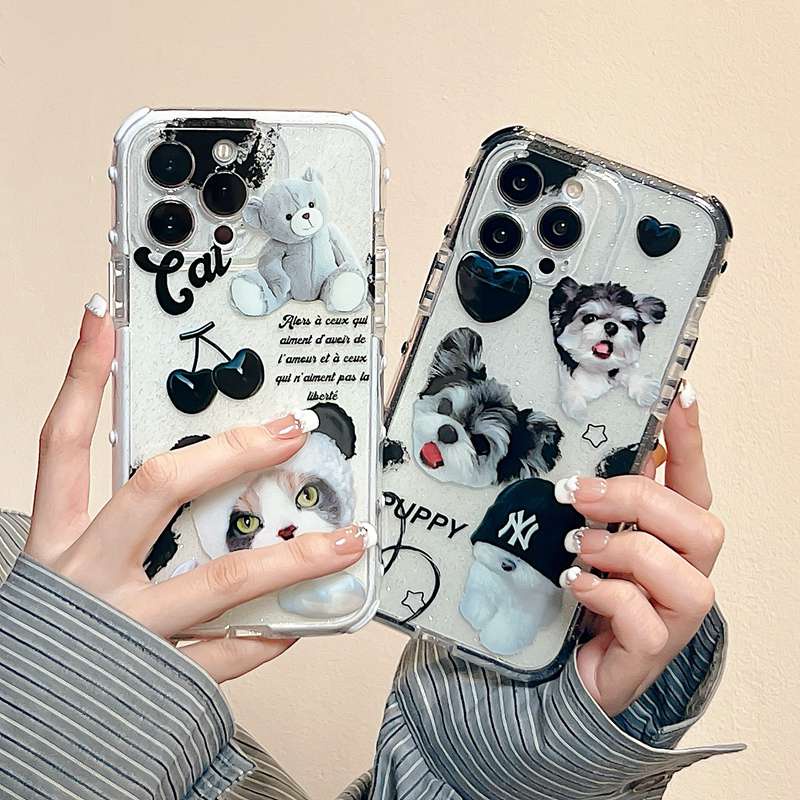 Lovely Cat Puppy Flash Powder Point Casing Soft Case HP iP iPhone 12 13 14 Pro Max 11 FTD Best Case Apple