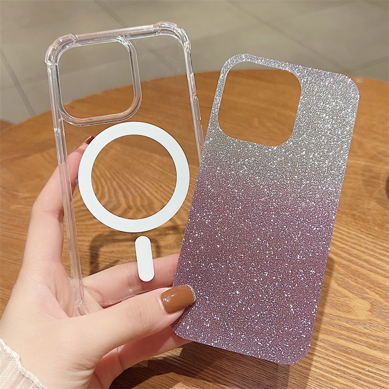 IPHONE Empat Sudut Glitter Anti Jatuh Bisa Di Magnet Cas Hp Mobil Iphone11 12 13 14 Pro Max Plus Case Cover