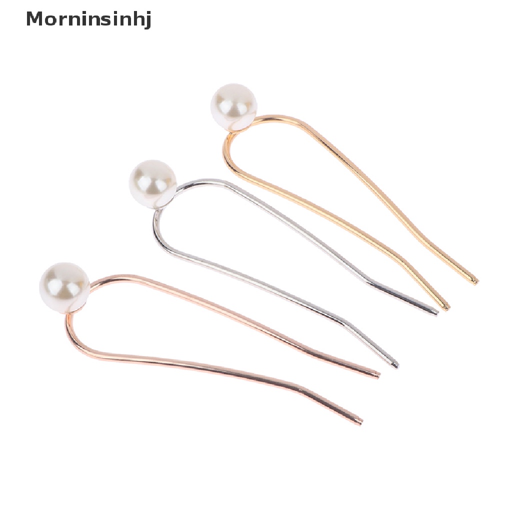 Mornin Fashion Stik Rambut Mutiara Logam Untuk Wanita Shell Hair Clip Pins Bentuk U Hairclip id