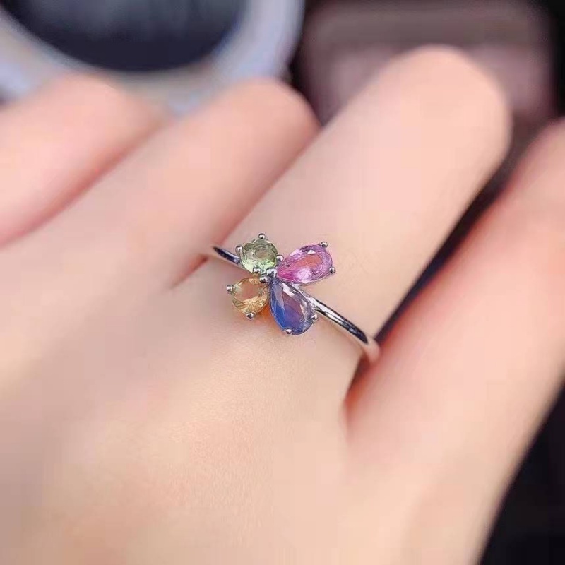 Goldkingdom Aksesoris Perhiasan Fashion Ready Stock Color Tourmaline Ring Ins Wind Super Fairy Design Butterfly Colorful Ring.