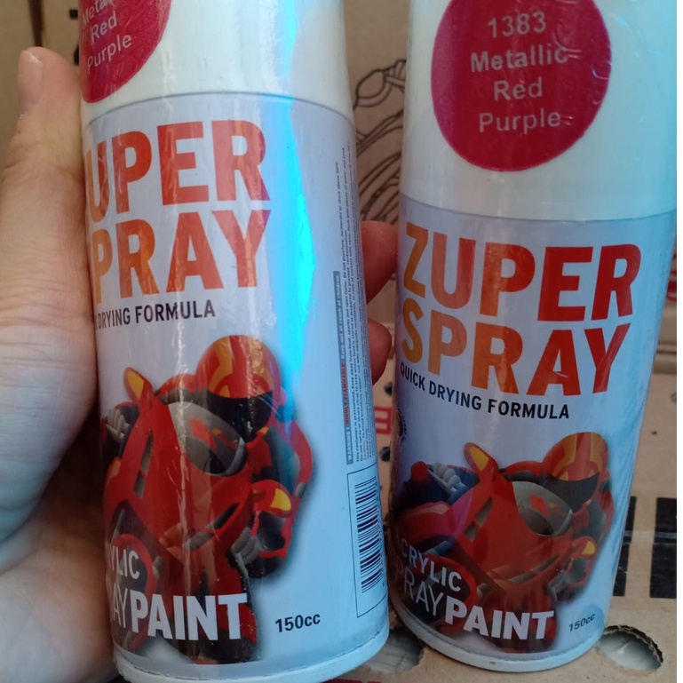 Zuper Spray Paint Pilok Pilox Warna Metallic Red Purple (P 1383) 150cc/150ml
