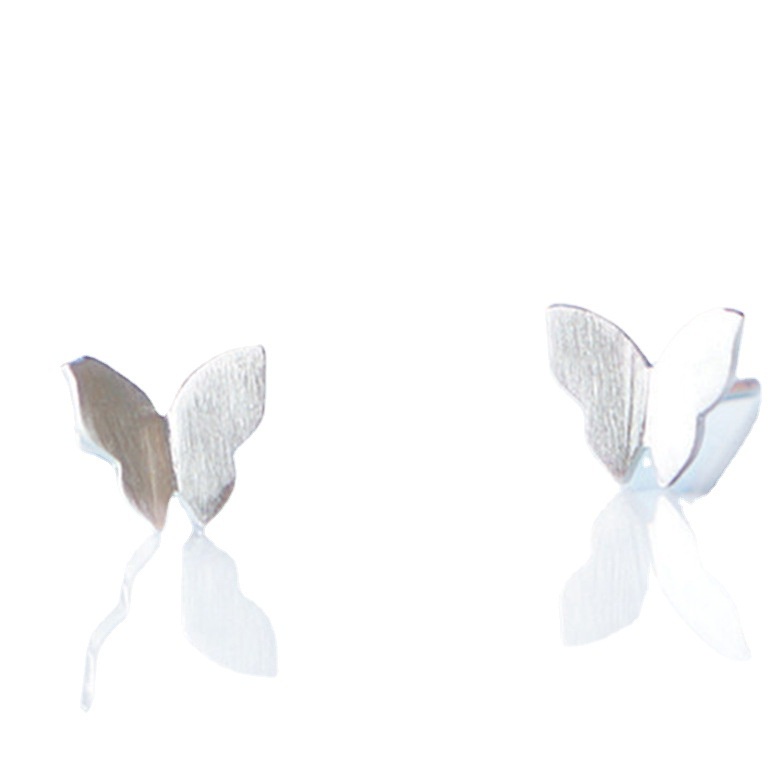 Goldkingdom Aksesoris Perhiasan Fashion Ready Stock Brushed Silver Butterfly Wanita Ear Studs Berlapis Dengan Hiasan Telinga Perak Fashion Sederhana Perhiasan Wanita Fashion