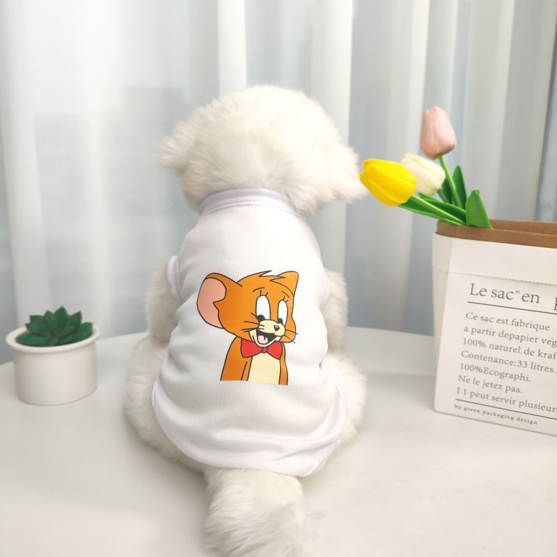 Rompi Anjing Peliharaan Model Tom and Jerry S-XXL Tank Top Katun Anjing Mini Sedang Besar Baru Pakaian Produk Hewan Peliharaan