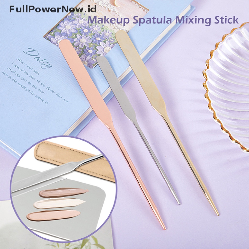 Power Spatula Toner Makeup Kepala Ganda Stainless Steel Dengan Stik Pencampur Tas PU ID