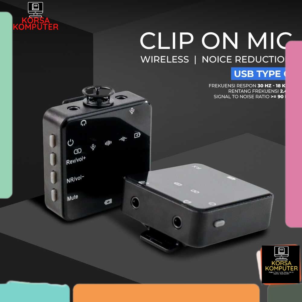 Mikrofon Wireless Mic Untuk Vlog Wireless Microphone Wireless Noice Reduction for Vlogging Zoom USB 