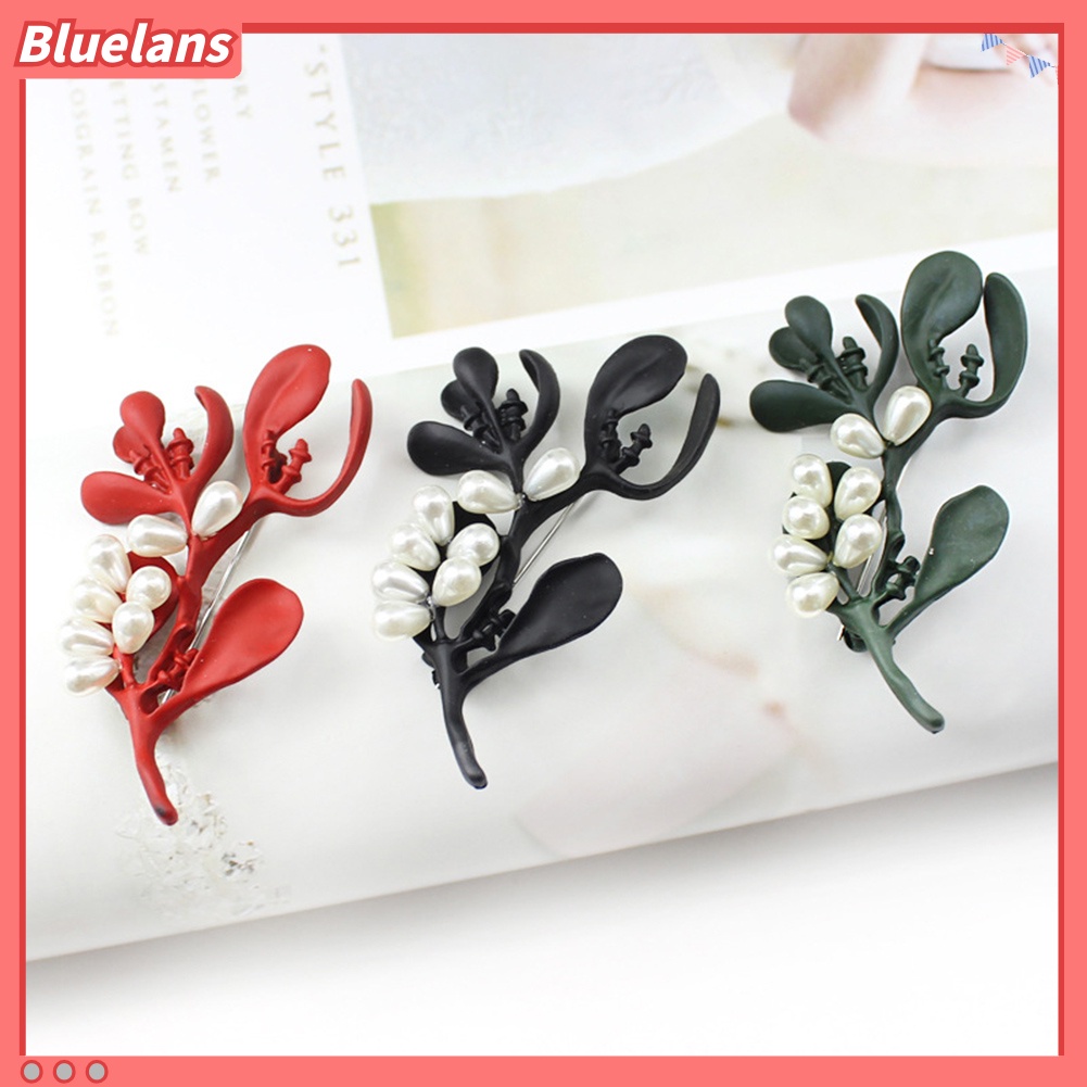 {In Stock} Wanita Mutiara Imitasi Daun Tanaman Bros Pin Korsase Kemeja Setelan Kerah Aksesori