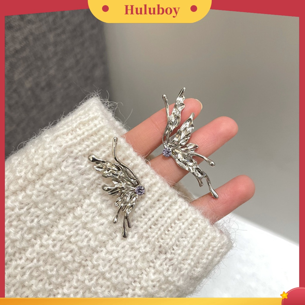 {Ready Stock} 1pasang Anting Pejantan Cairan Keren Aesthetic Gaya Punk Bentuk Kupu-Kupu Anting Performa Perhiasan Wanita