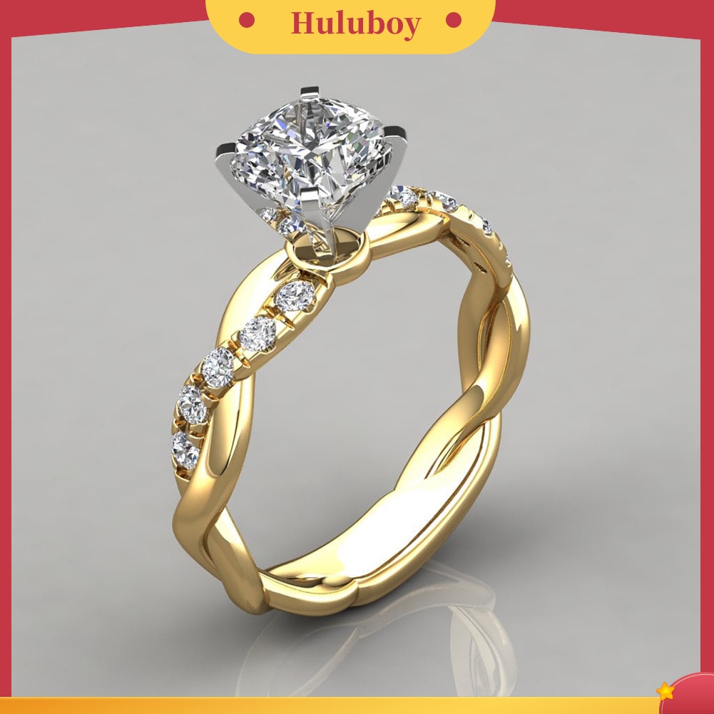{Ready Stock} Wanita Cubic Zirconia Bertatahkan Twist Finger Ring Hadiah Perhiasan Pertunangan Pernikahan