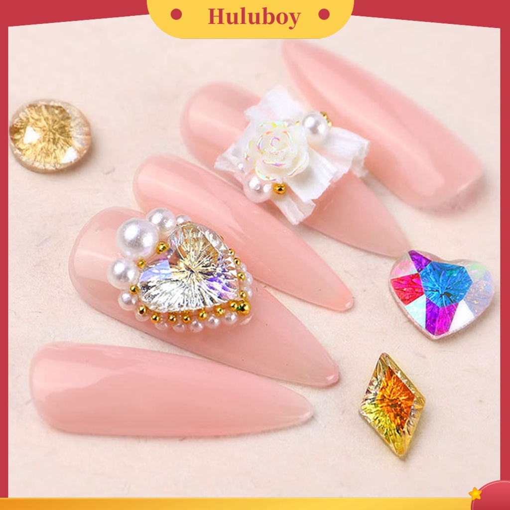 {In Stock} Nail Glitter Transparan Indah Bersinar Rhombic Rhinestone Nail Dekorasi Untuk Salon Kecantikan