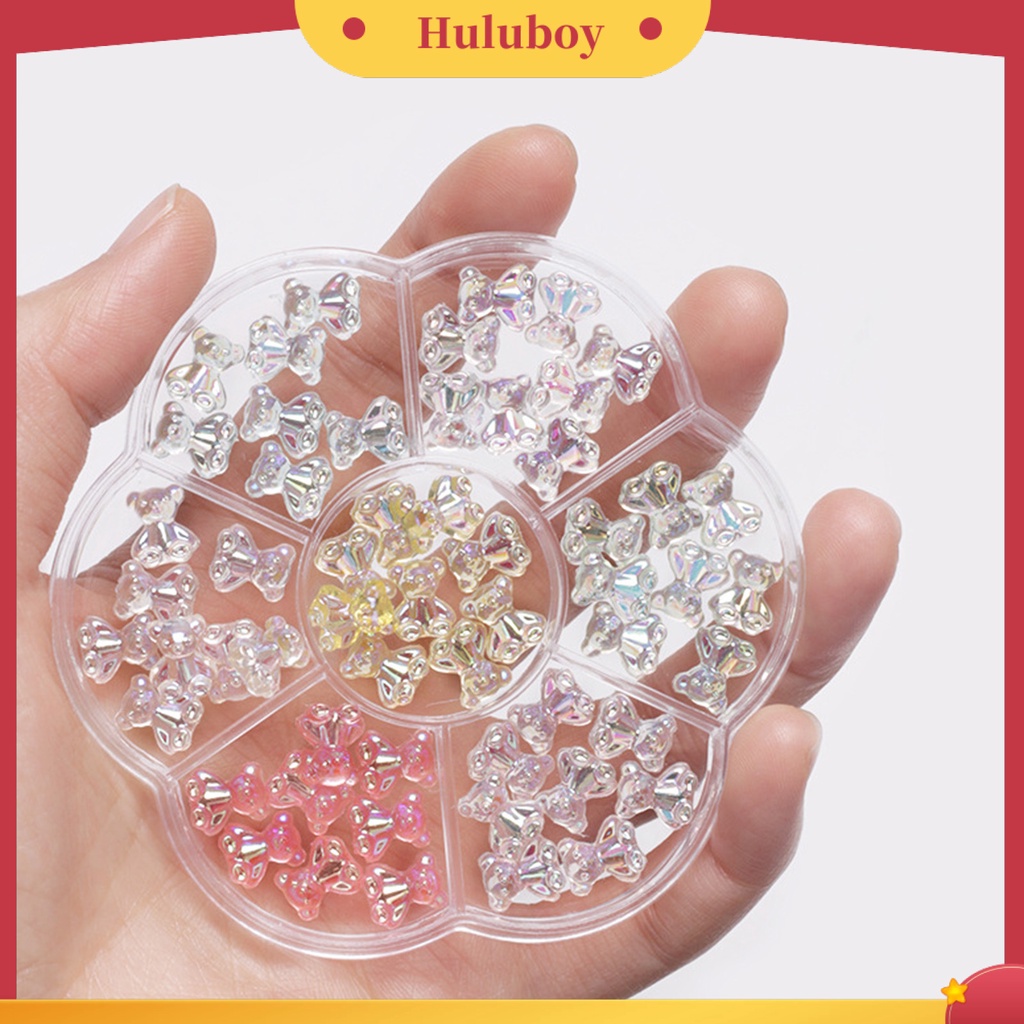 {In Stock} 1kotak Dekorasi Nail Art Tiga Dimensi Tidak Jatuh DIY Rhinestones Bow Bear Mixed Heart Plum Blossom Plate Nail Ornament Nail Salon Supply