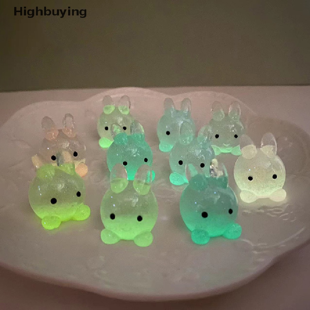 Hbid 5PC Luminous Mini Kartun Resin Kelinci Mainan Dekorasi Taman Rumah Resin Aksesoris Untuk Bahan Crafg Perhiasan Ch Glory