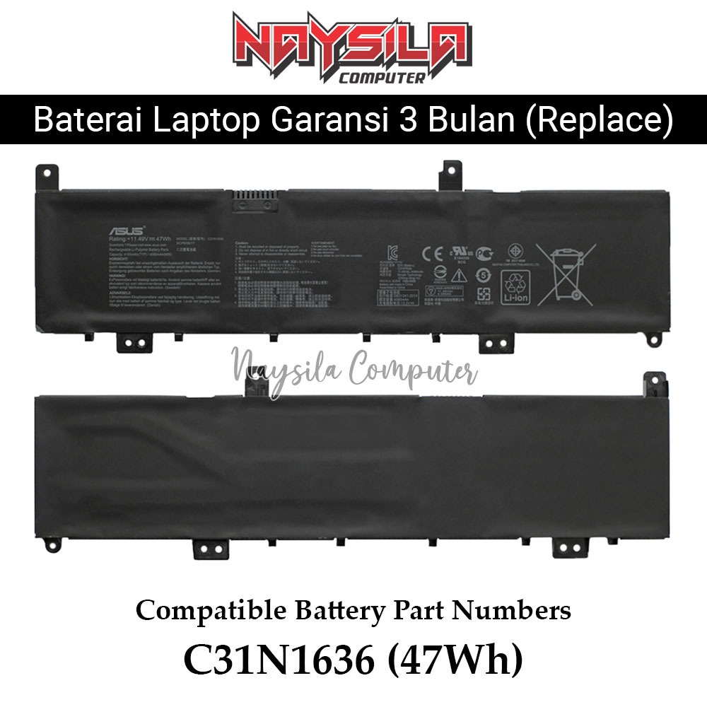 C31N1636 Battery For ASUS VivoBook Pro N580GD NX580VD X580VD X580GD X580VN