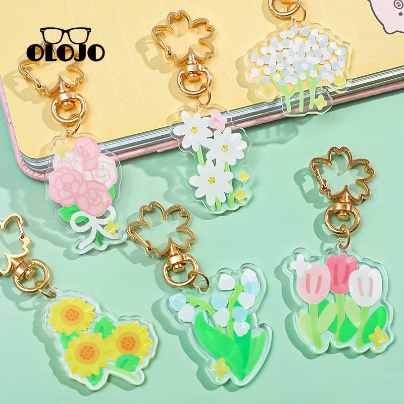 【COD】Gantungan kunci akrilik bunga Tulip / gantungan kunci motor / gantungan kunci mobil