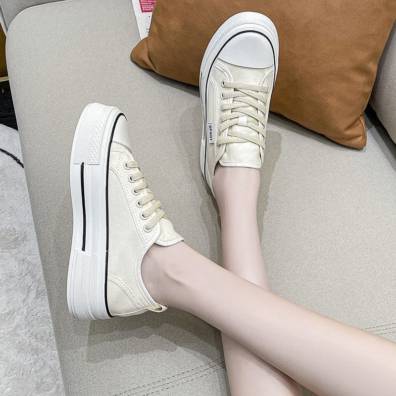 SHOEGALLERY  &quot;FREE BOX&quot;LV0273 Sepatu Kanvas Wanita Basic  Import Sneakers Kanvas Berwarna Gaya Korea