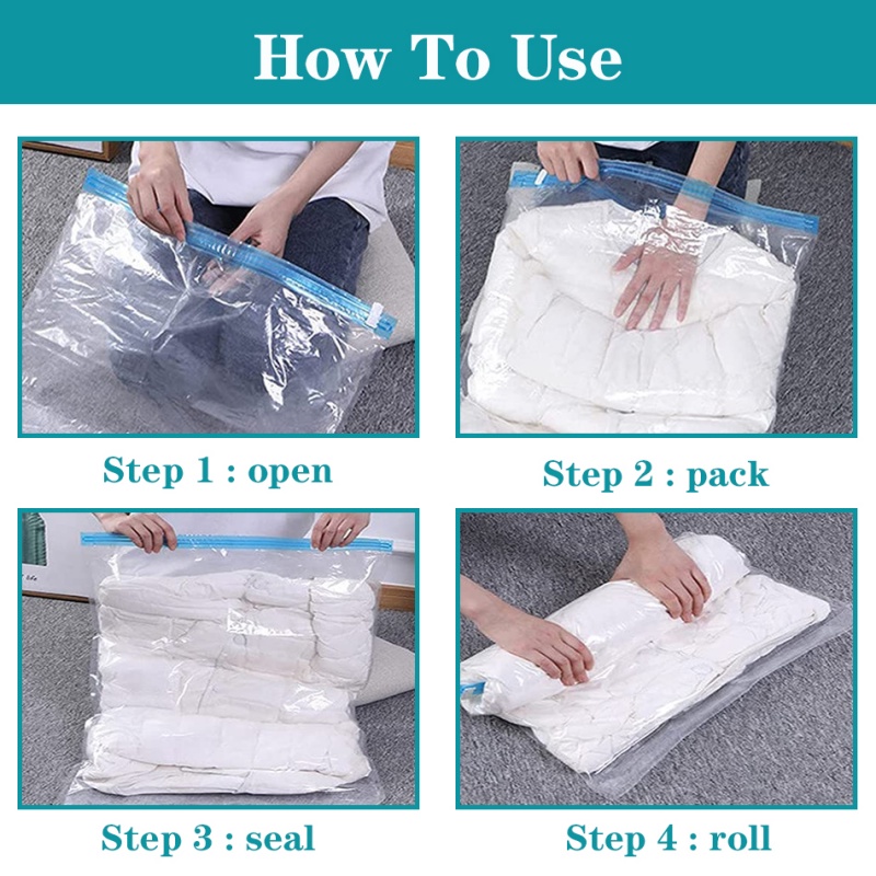 Vacuum Bag Transparan Untuk Pakaian Quilt Selimut Closet Travel Tas Penyimpanan Pakaian Hemat Ruang Organizer Vacuum Compression Bag