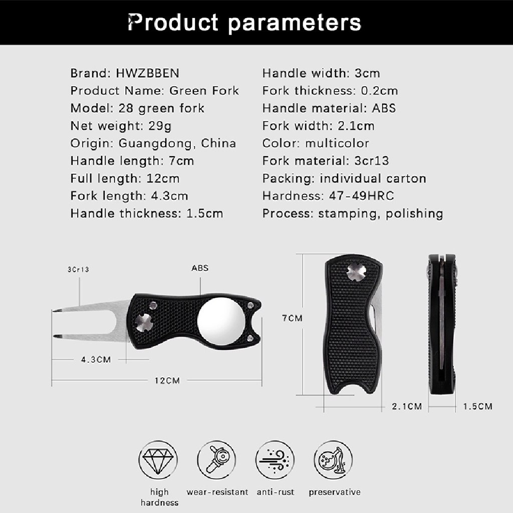 [jewelrybox] Bola Golf Penanda Tusuk Dengan Mudah ABS Premium Metal Putg Golfer Training Aksesori Divot Alat Golf Pitch Fork Untuk Butik Pesta