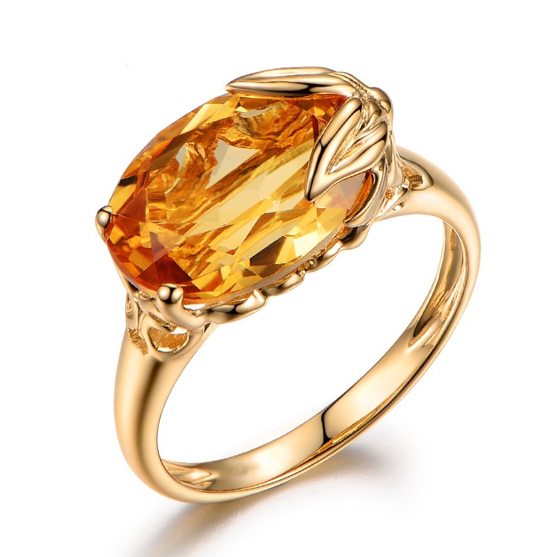 Goldkingdom Aksesoris Perhiasan Fashion Ready Stock Topaz Gemstone Ring Cincin Tunangan