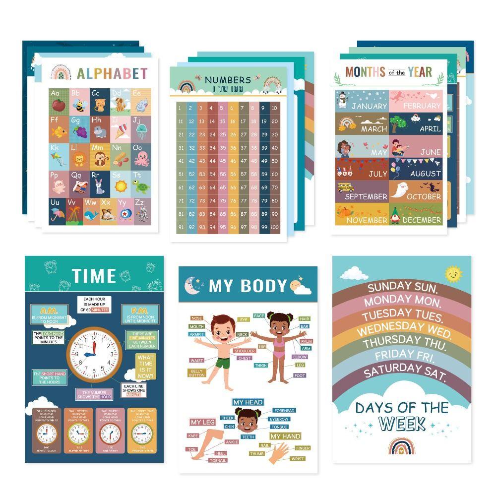 Needway Mainan Edukasi Usia Dini Untuk Anak 16 Pcs Bayi Poster Mainan Anak Edukasi Mainan Belajar Poster Gaya Bohemian Cognition Game Education Poster Preschool