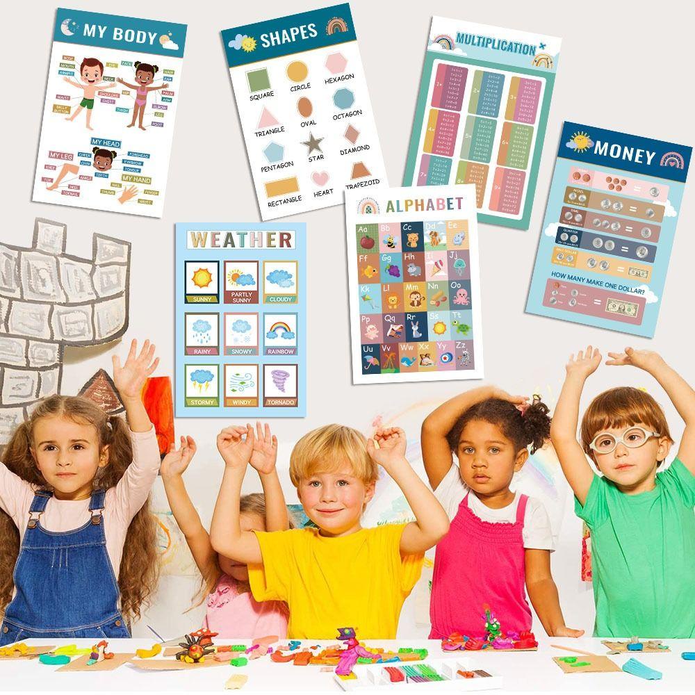 Needway Mainan Edukasi Usia Dini Untuk Anak 16 Pcs Bayi Poster Mainan Anak Edukasi Mainan Belajar Poster Gaya Bohemian Cognition Game Education Poster Preschool