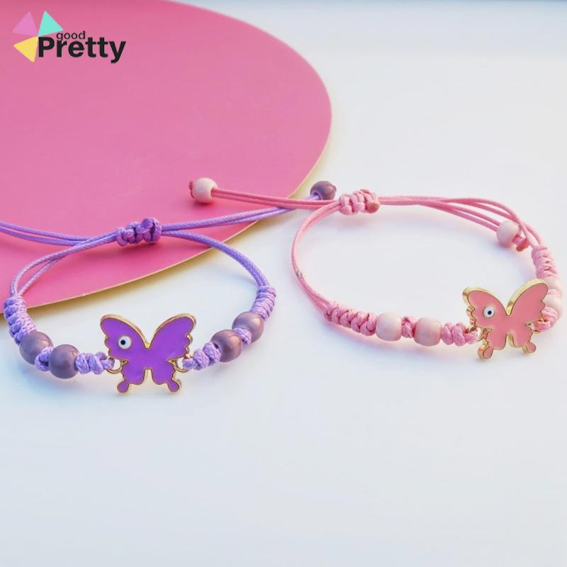 Gelang serut kupu-kupu Adjustable Tali gelang yang dikepang Aksesoris Fashion - PD