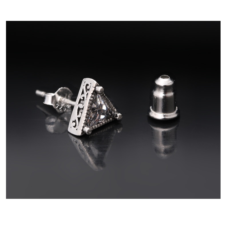 Goldkingdom Fashion Perhiasan Aksesoris Ready Stock Tunggal Jepang Korea Segitiga Pribadi Berlian Tanam Mode Sederhana Fashion Pria Anting Earrings Earrings