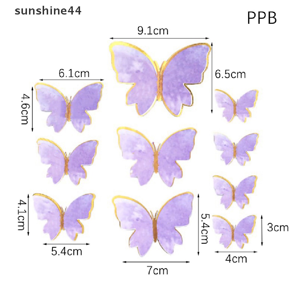 Sunshine 10Pcs Butterfly Cake Toppers Happy Birthday Hiasan Kue Dekorasi Pesta Pernikahan ID