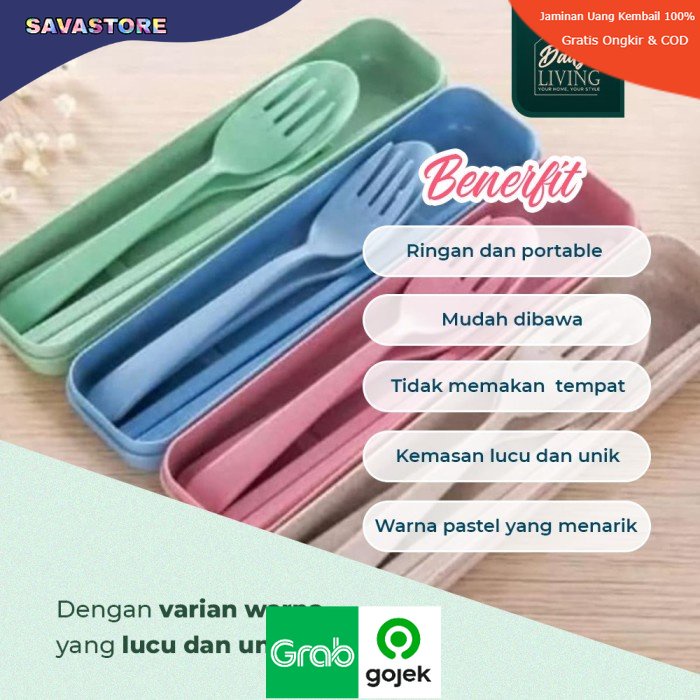 Home Living Sendok Sumpit Garpu Set Premium Home Living Alat Makan Traveling