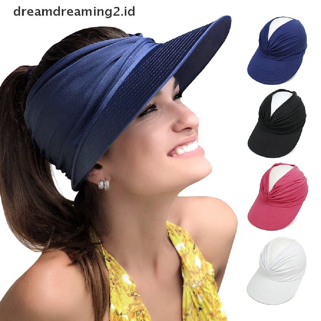 (hot) Topi Dewasa Lentur Untuk Wanita Anti UV Wide Brim Visor Hat Mudah Dibawa//