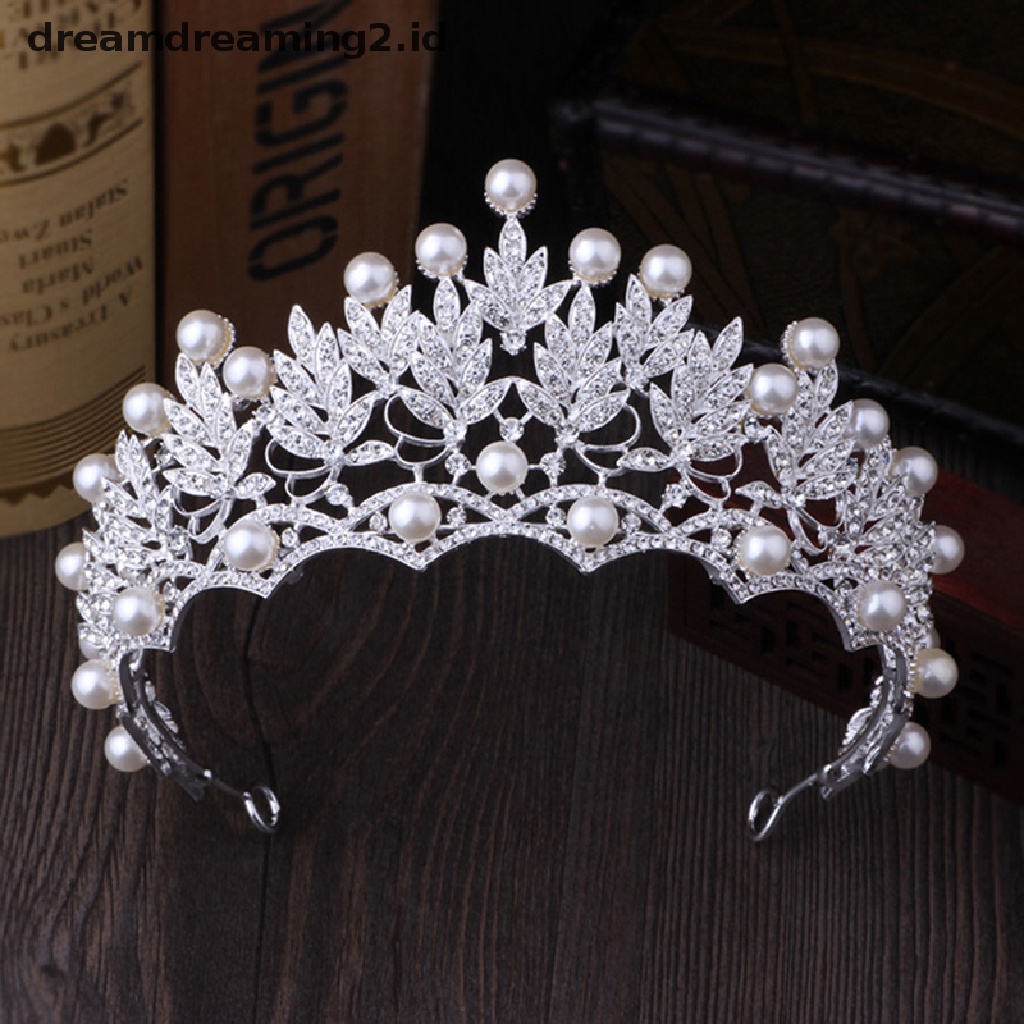 (hot) 2019fashion Baru Pernikahan Kristal Mutiara Mahkota Berlian Imitasi Tiara Pengantin Hairband//