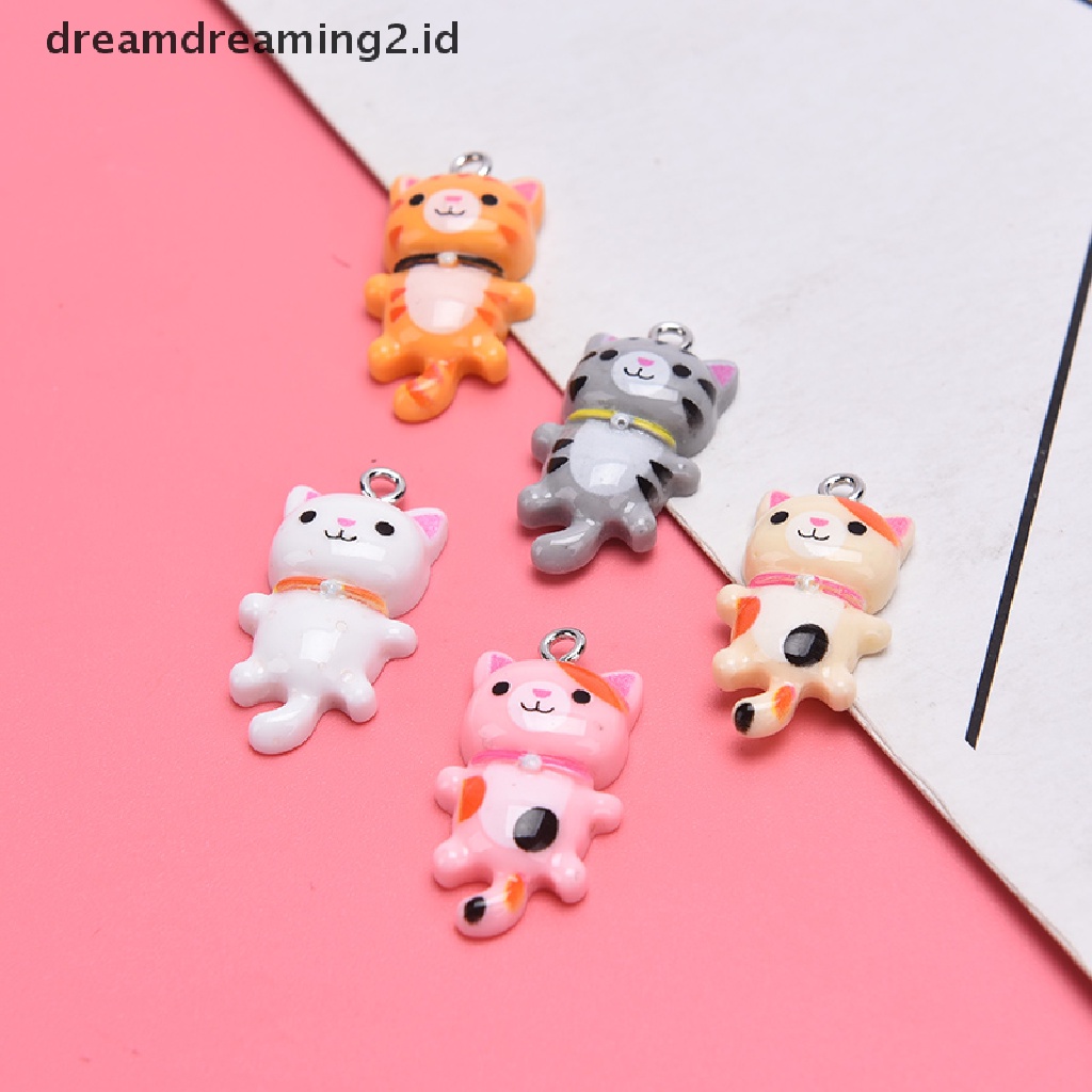 (hot) 10pcs Resin Kucing Hewan Lucu Ch Liontin DIY Membuat Perhiasan Anting Craft//