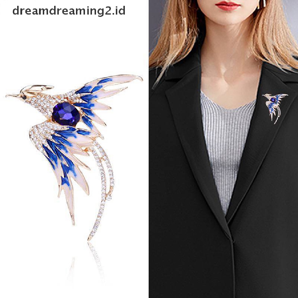 (hot) Pin Bros Burung Phoenix Kristal Fashion Untuk Wanita Hadiah Perhiasan Pesta Perjamuan//