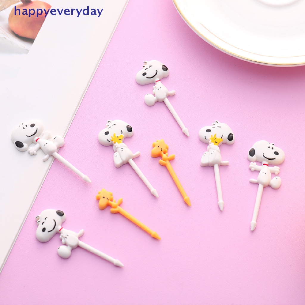 [happy] 6pcs Kartun Lucky Cat Dog Bentuk Makanan Buah Garpu Picks Set Dessert Aksesoris [ID]
