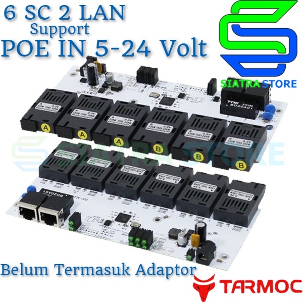 Tarmoc TMC-6SC2E-3A3B-P|6FO 2Lan 10/100 POE(5-24V) Media Converter PCB