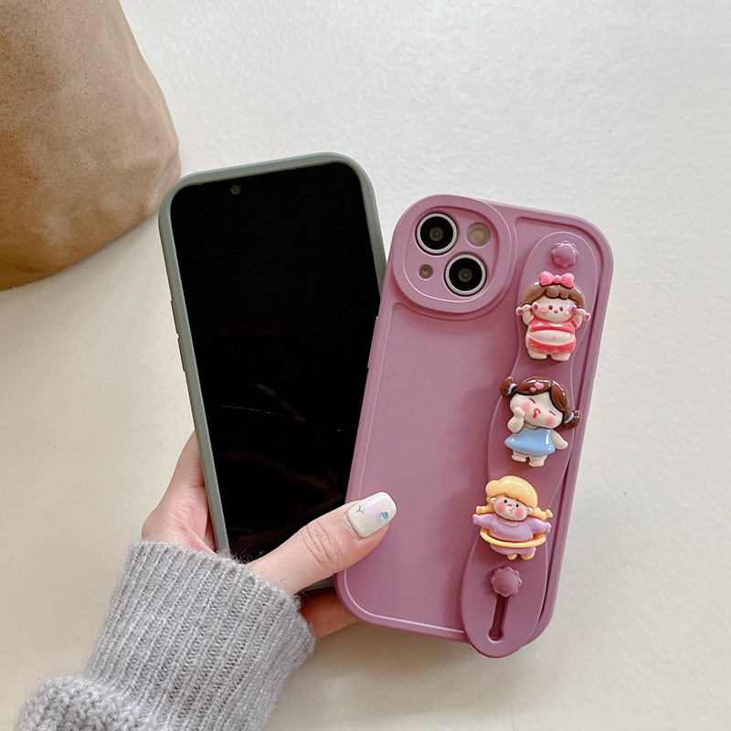 IPHONE Gelang Boneka Lovely Girl Support Soft Case HP iP Iphone6 6S 7 8 14+Plus SE 2020 X XS XR 11 12 13 Pro Max Woman FTD Casing Apple