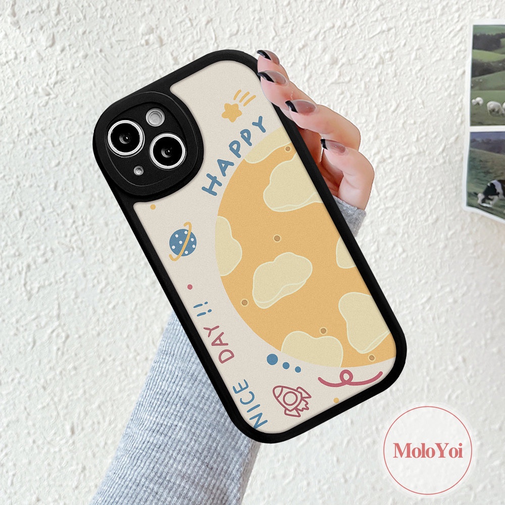 IPHONE Lover Happy Planet Space Case Kompatibel Untuk Iphone11 13 14 12 Pro Max 7Plus XR X XS Max 7 6s 8 6 Plus SE 2020 Pasangan Bintang Keberuntungan Soft Tup Case