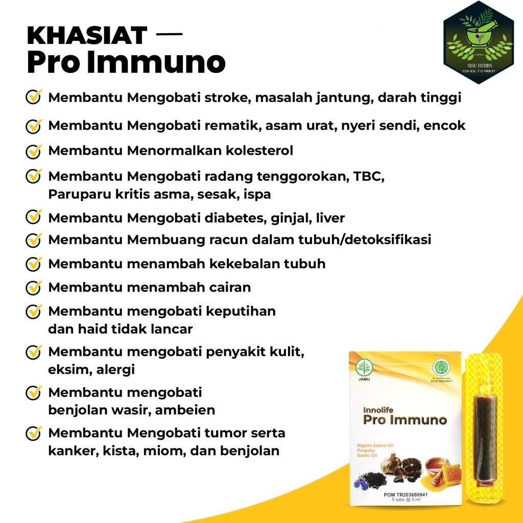 Pro Immuno Atasi Hipertensi Diabetes Asam Urat Kolesterol Kanker 1 Pack Isi 20 tube ORIGINAL