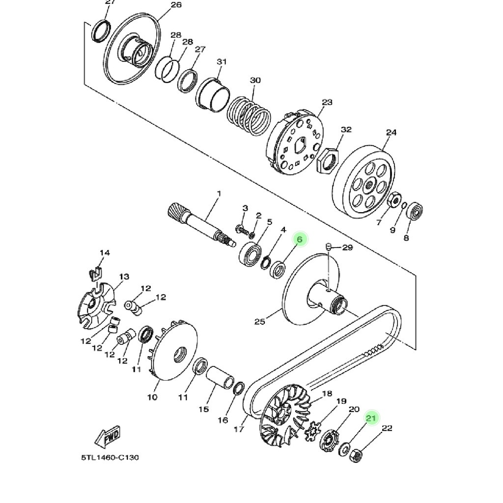 SIL SEAL AS PULLY PULY PULI CVT BELAKANG NOUVO MIO LAMA SPORTY SMILE SOUL FINO KARBU ORIGINAL YGP 93102-17812