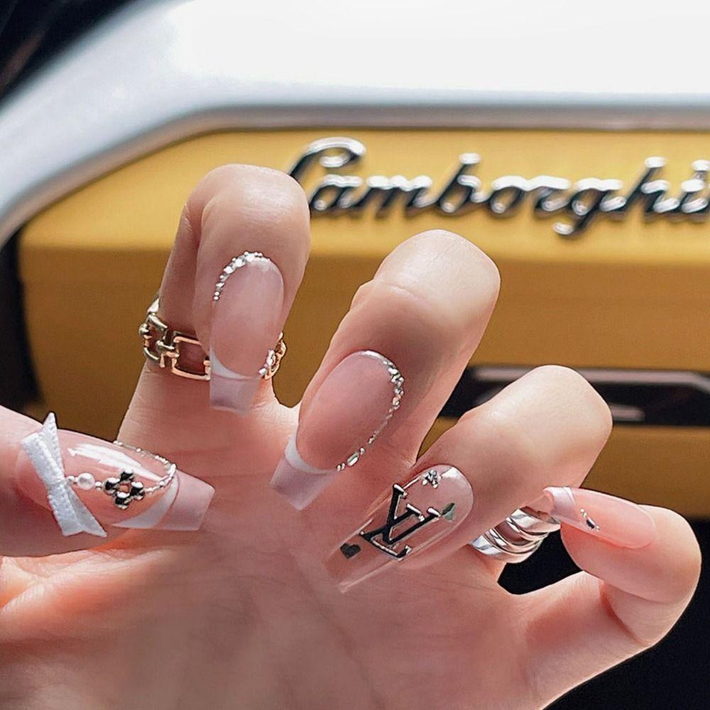 Augustina Nail Charms 10Pcs Gaya Perancis Hiasan Kuku Mewah Alloy Manicure Aksesoris