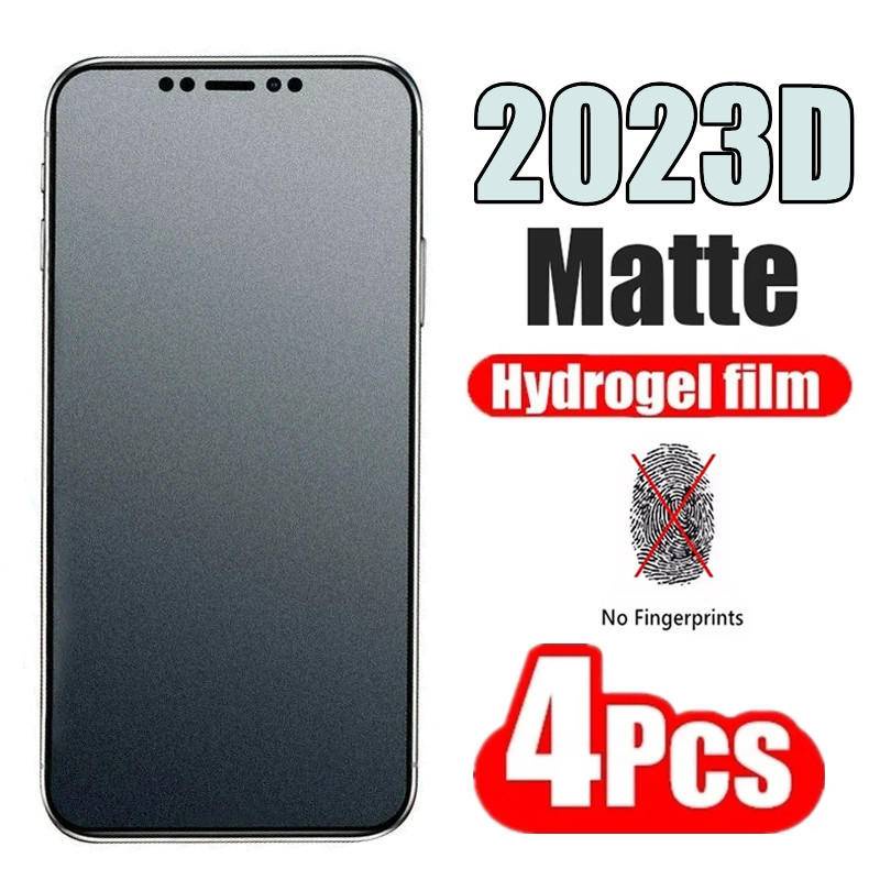 4pcs Film Hidrogel Matte Untuk Iphone14 13 12 11 Pro MAX Plus Mini Pelindung Layar Untuk iPhone X XS MAX XR 6 6S 7 8 Plus SE 2022 2020 Bukan Kaca