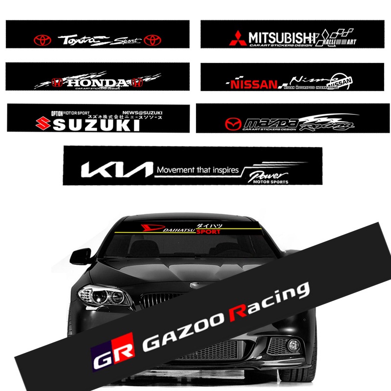 Sticker Kaca Depan Mobil Sticker Hitam Stiker Hias Untuk Toyota Honda Mitsubishi Nissan Mazda BMW Benz Ford Hyundai KIA Chevrolet Volkswagen Daihatsu ISUZU MG Lexue Chery