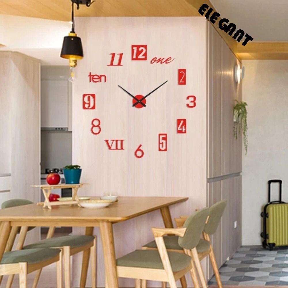[Elegan] Stiker Dinding Angka Arab Multi-Fungsional Jam Hias Sederhana 3D DIY Desain Tanpa Bingkai Mudah Digunakan Stiker Cermin